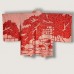 HAORI FEMME JAPONAIS ROUGE EN SOIE SHIBORI  007-101 (L-LL)